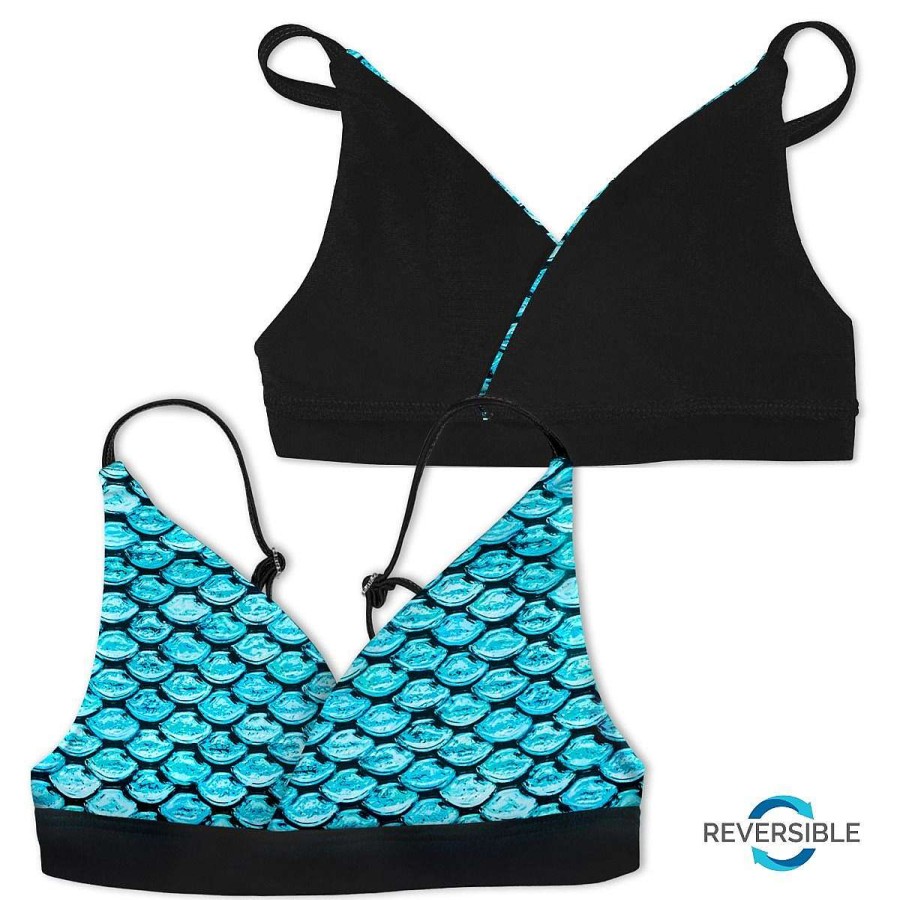 Bademode Fin Fun Oberteile | Wendbares Tidal Teal-Bikinioberteil Fur Madchen