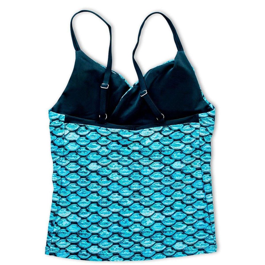 Bademode Fin Fun Tops | Tidal Teal Tankini-Oberteil Fur Madchen